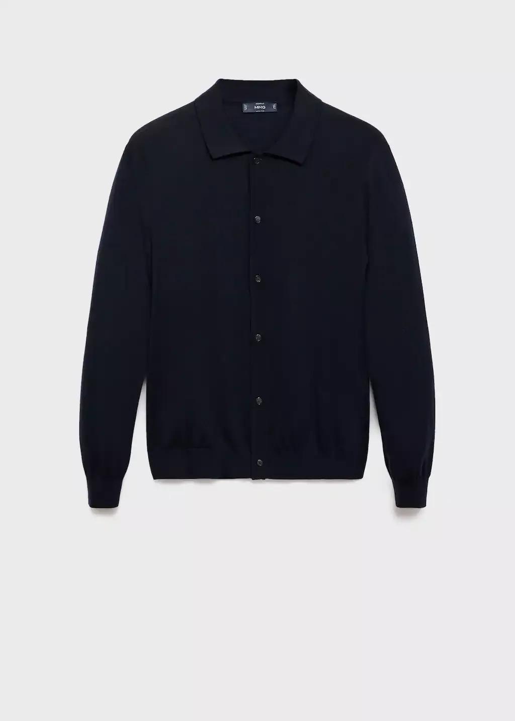 Navy Merino Wool Cardigan, Navy, large image number 4