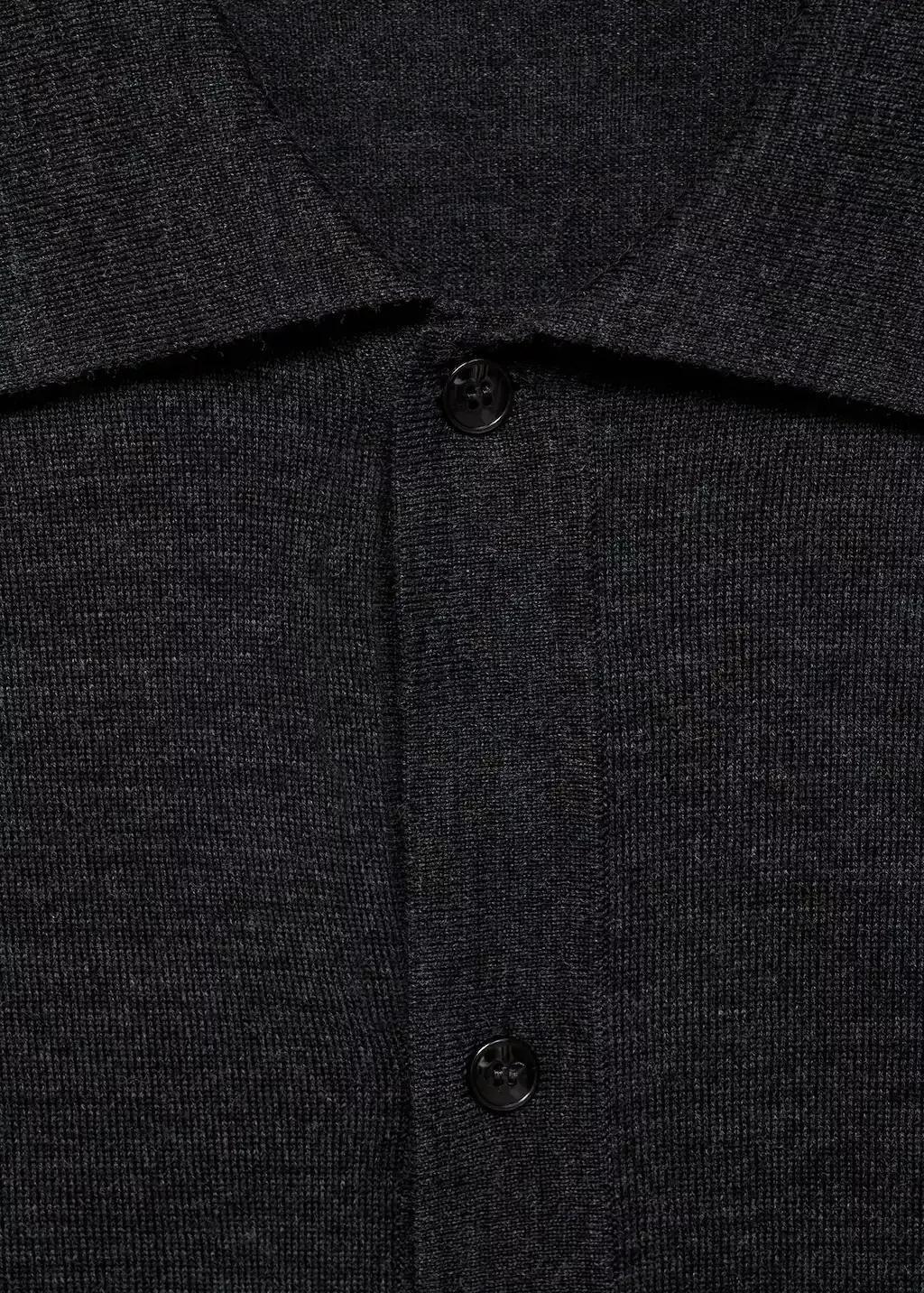 Grey Merino Wool Cardigan, Dark Grey, large image number 5