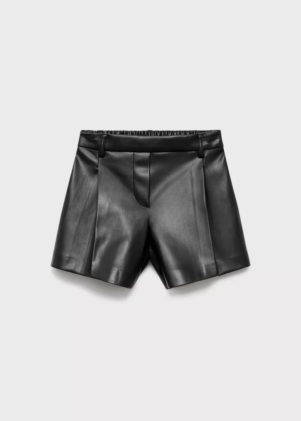 Black Leather-Effect Shorts, Kids Girl, Black, medium