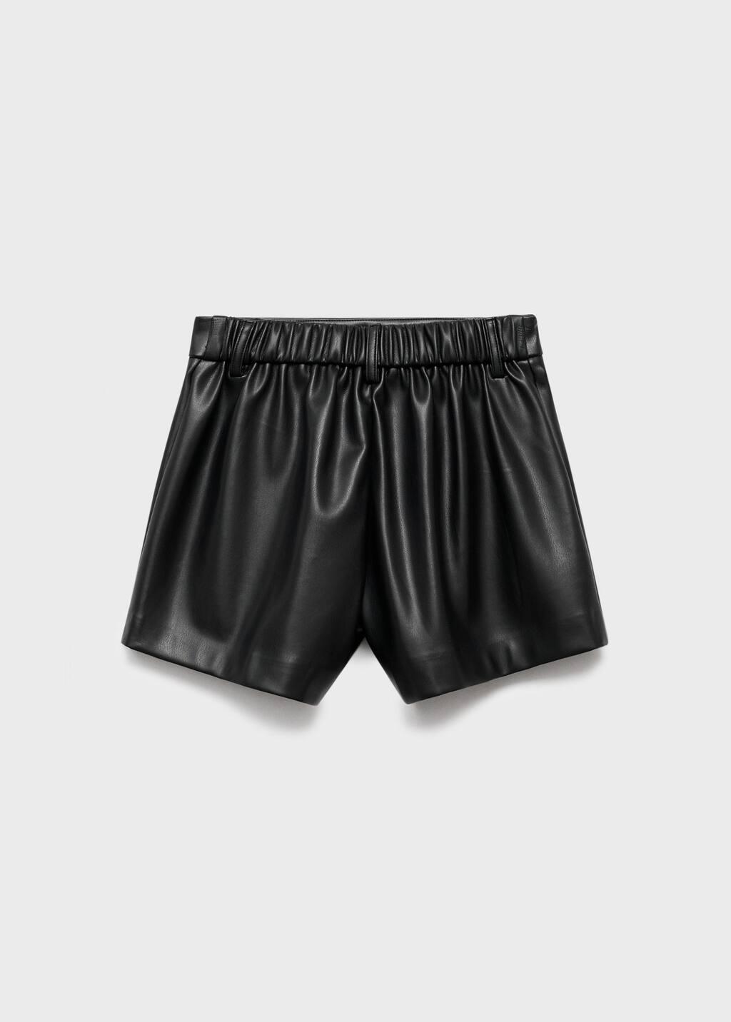 Black Leather-Effect Shorts, Kids Girl, Black, large image number 1