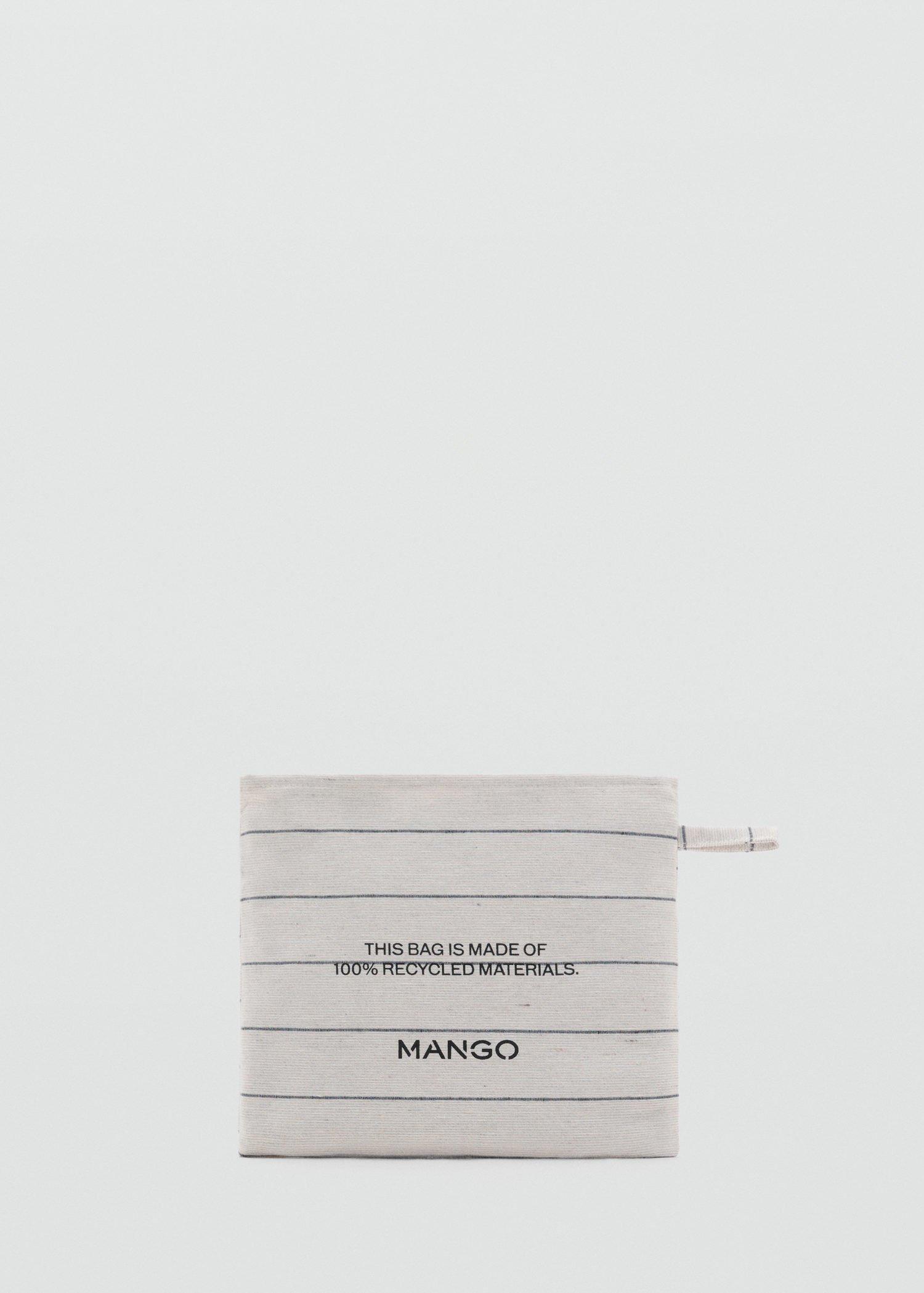 Beige Striped Shopper Bag, 0201_05, large image number 7