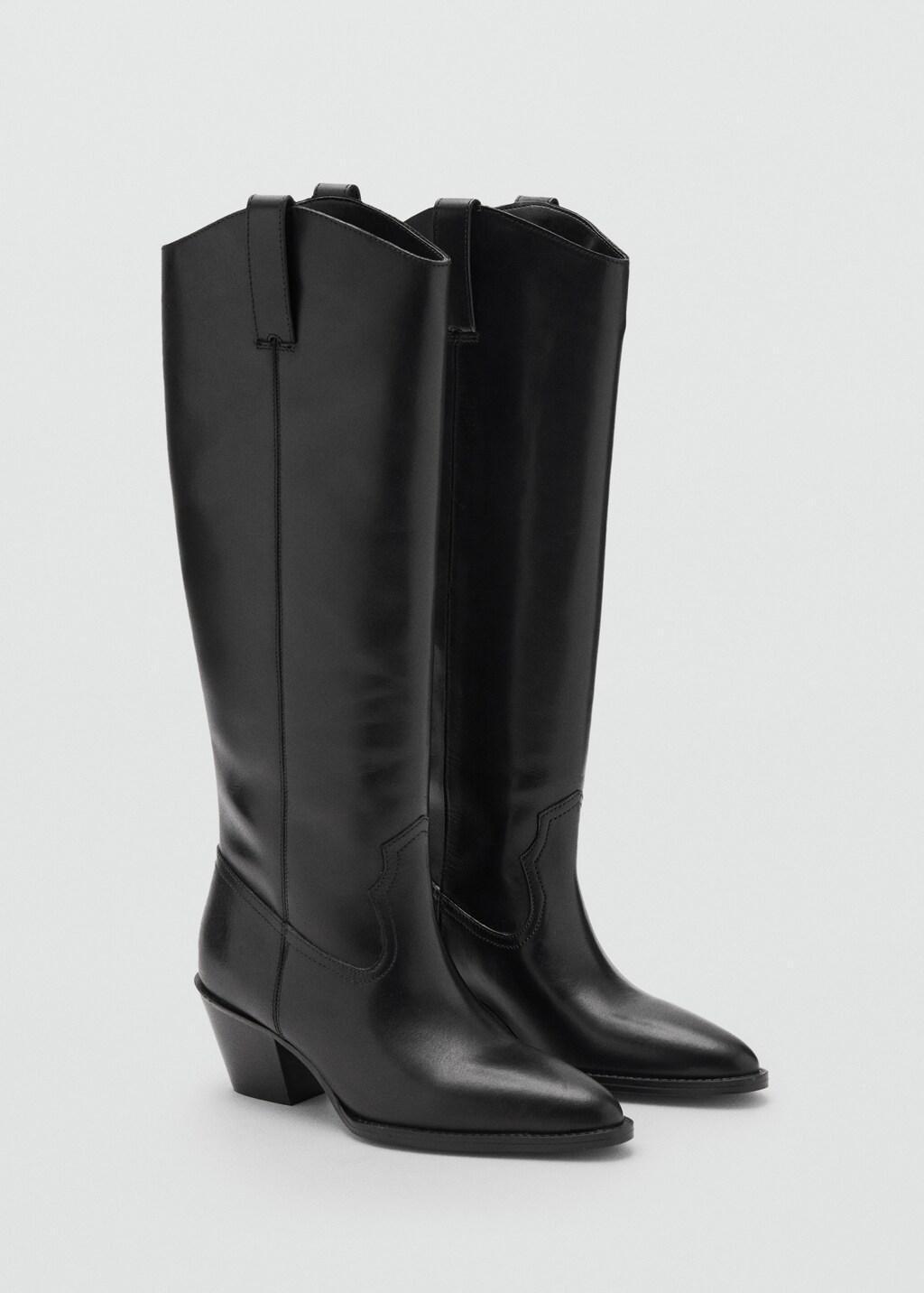 BLACK Heel leather boot, 0201_99, medium