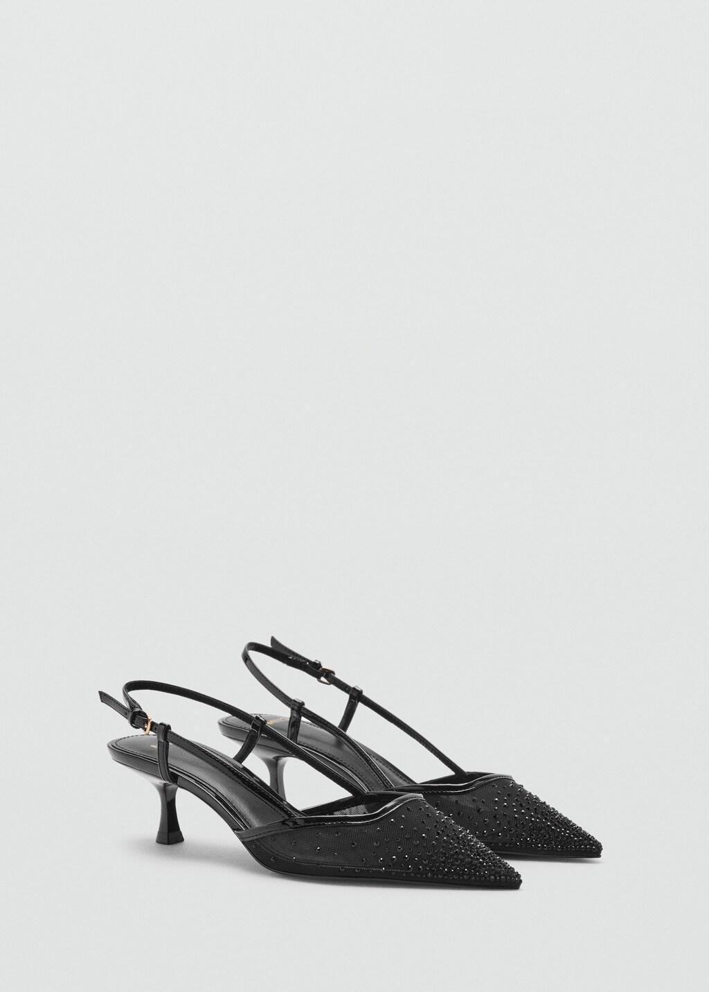 BLACK Glitter mesh heeled shoes, 0201_99, large image number 0