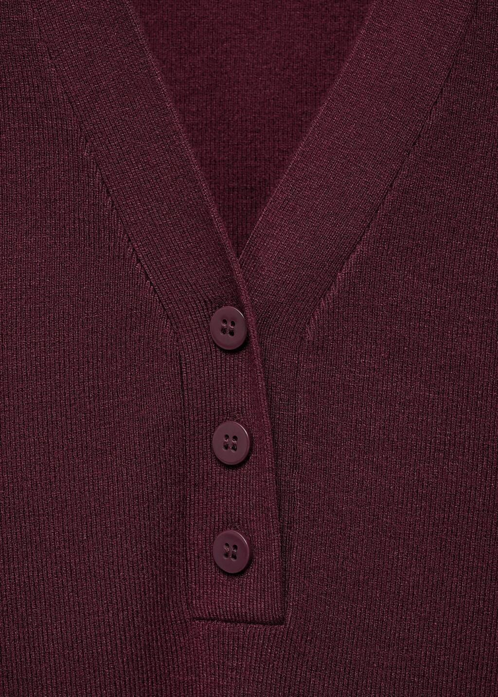Red Fine-Knit Sweater With Shirt Collar, Dark Red, large image number 1