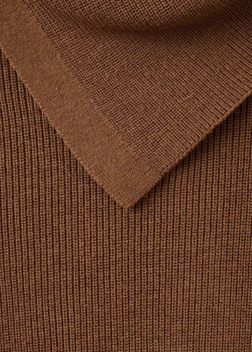 Brown Sweater With Asymmetrical Neck And Buttons, Dark Brown, large image number 1