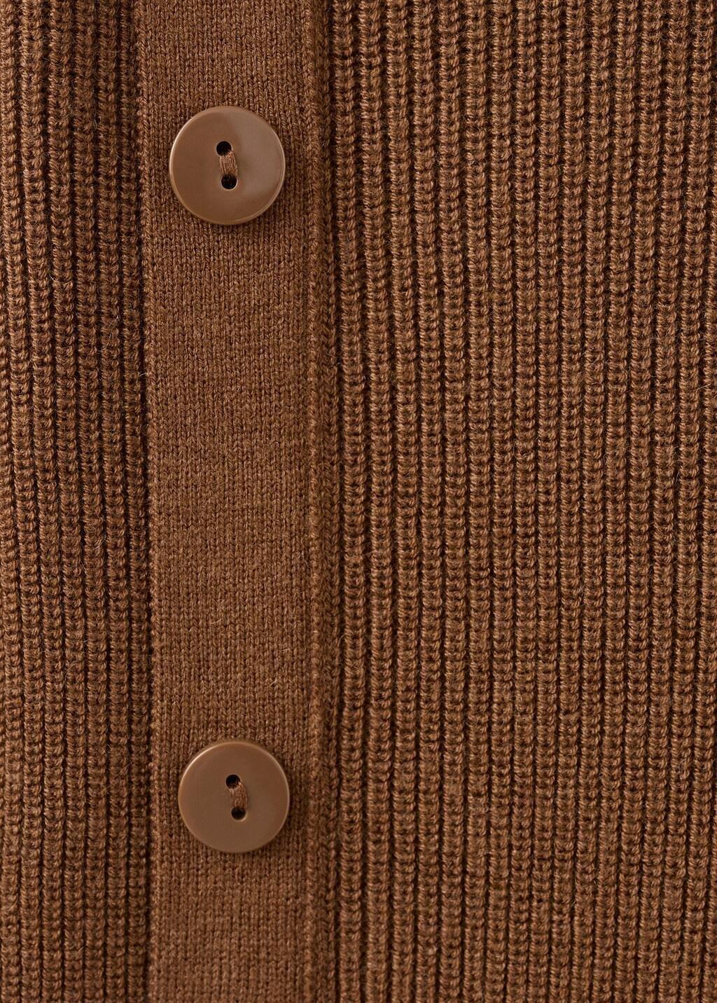 Brown Sweater With Asymmetrical Neck And Buttons, Dark Brown, large image number 2