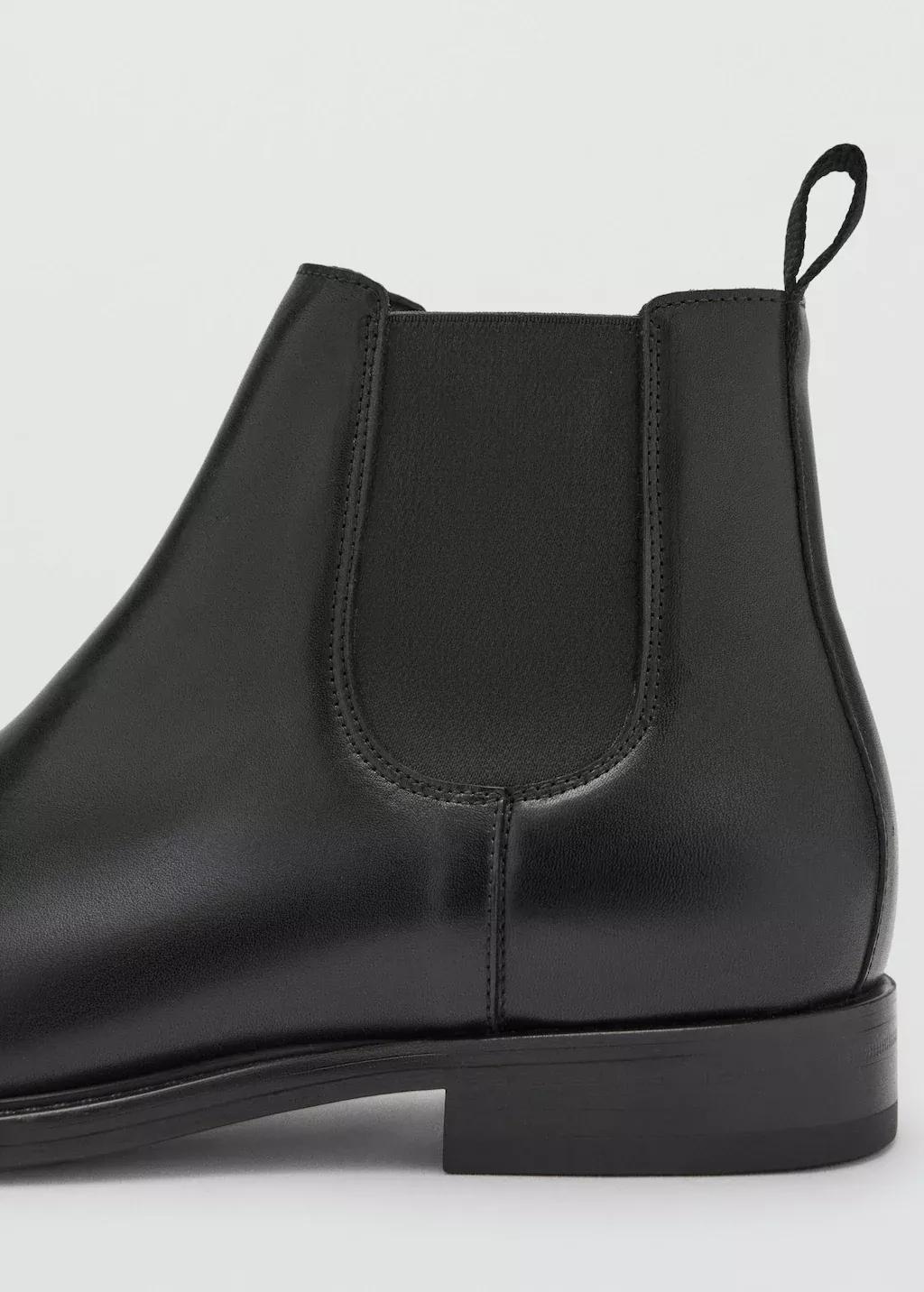 Black Polished Leather Chelsea Boots, Black, large image number 1