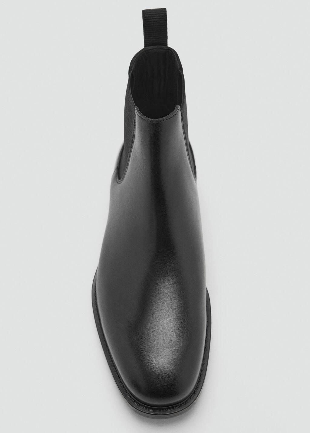 Black Polished Leather Chelsea Boots, Black, large image number 4