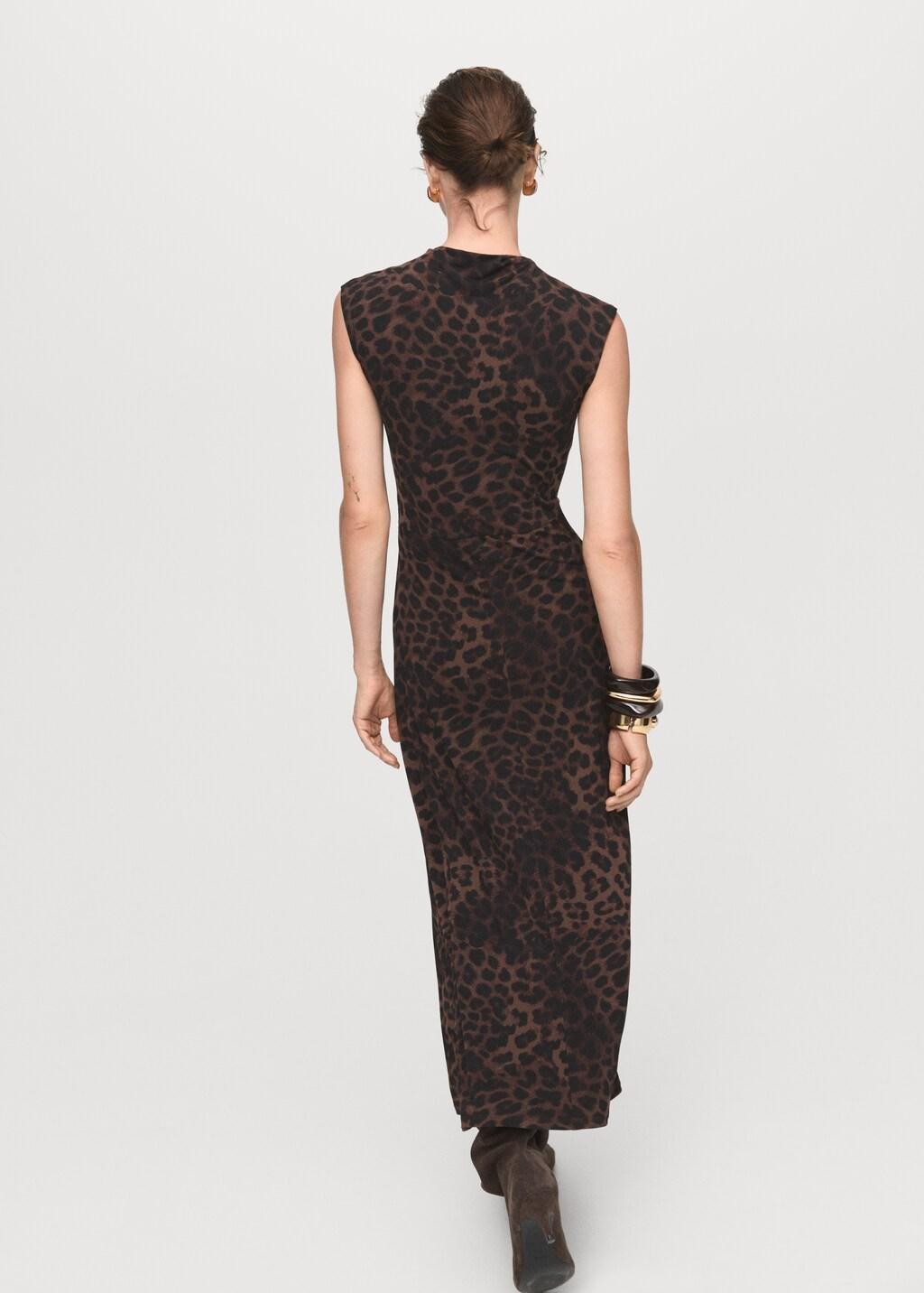 Brown Leopard-Print Fitted Dress, 0201_30, large image number 2