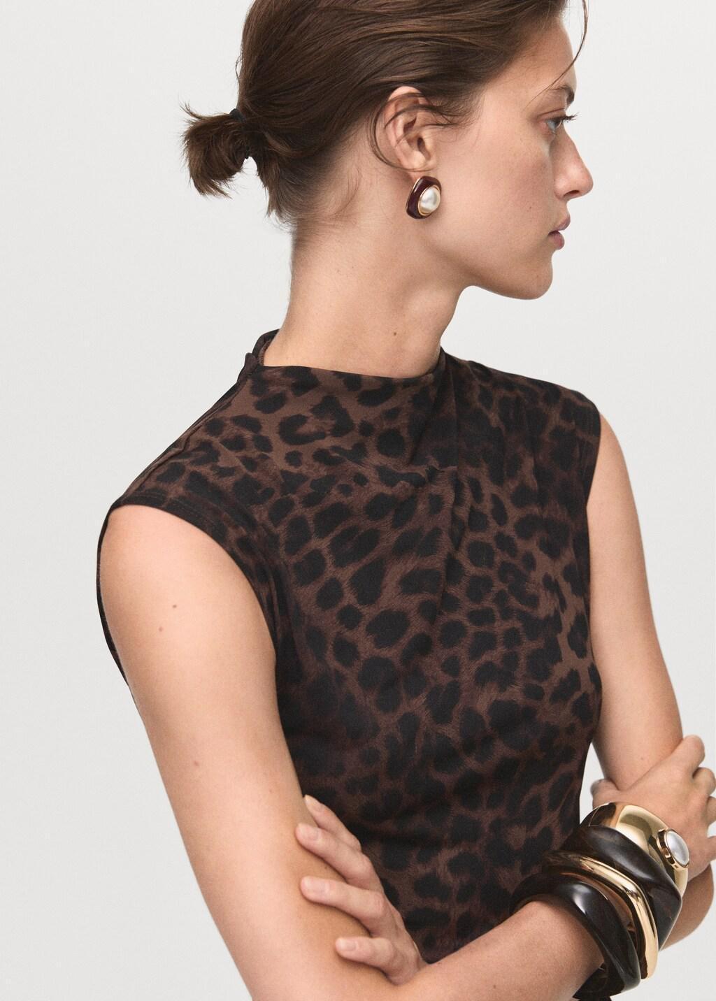 Brown Leopard-Print Fitted Dress, 0201_30, large image number 4