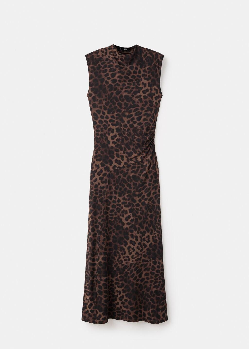Brown Leopard-Print Fitted Dress, 0201_30, large image number 6