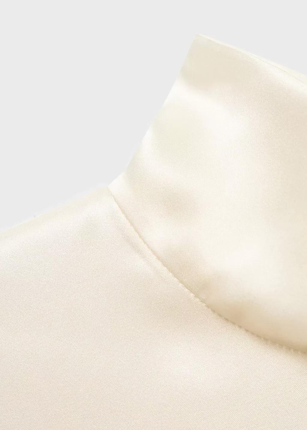 Beige Collared Satin Blouse, , large image number 3