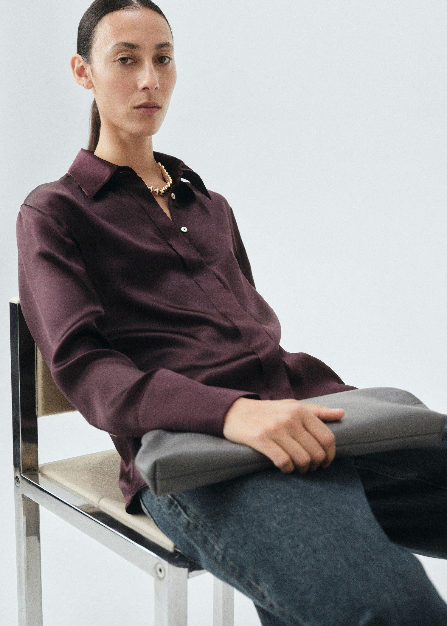 Brown Satin Shirt, Medium Brown, large image number 3