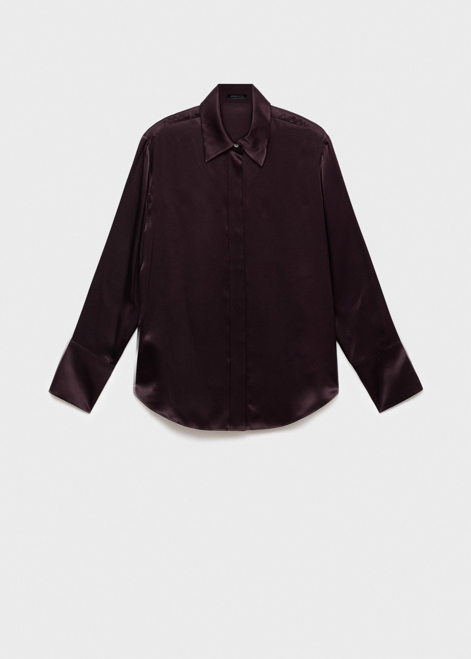 Brown Satin Shirt, Medium Brown, large image number 4