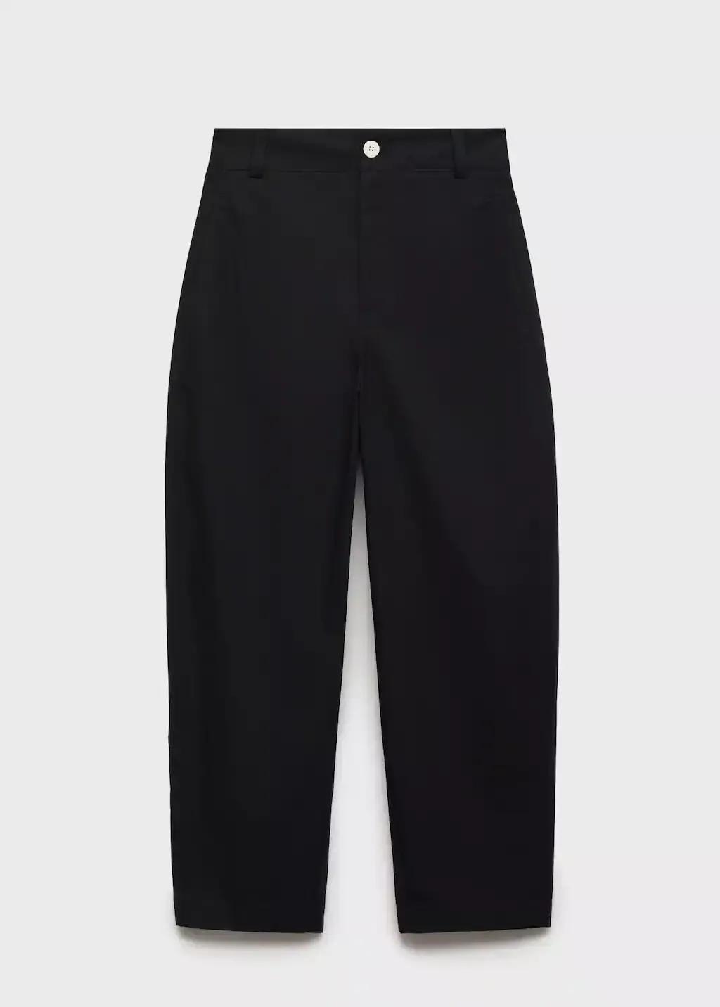 Black High-Waisted Balloon Trousers, Black, large image number 0