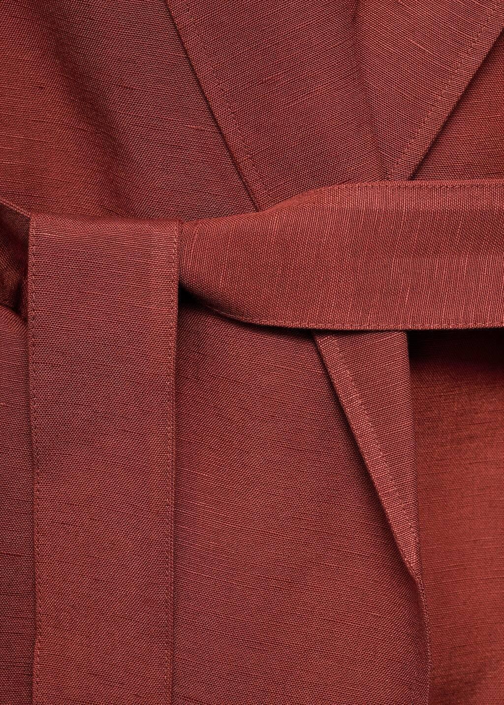 Brown Linen Suit Waistcoat With Belt, Rust - Copper, medium