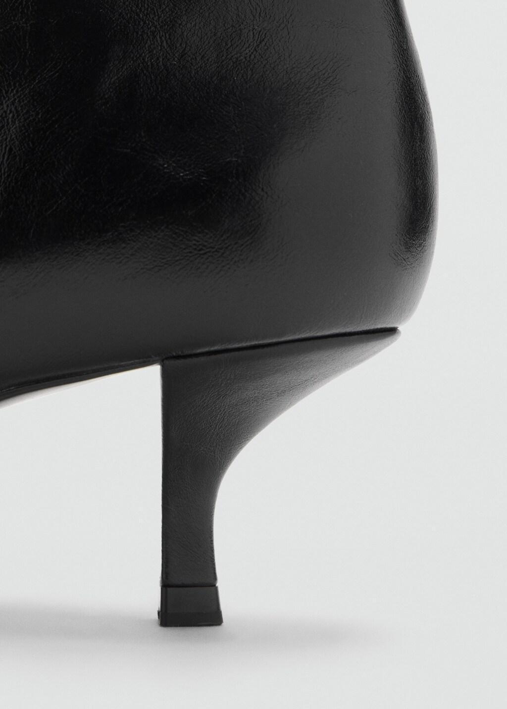 Black Kitten Heel Pointed Ankle Boot, Black, large image number 1