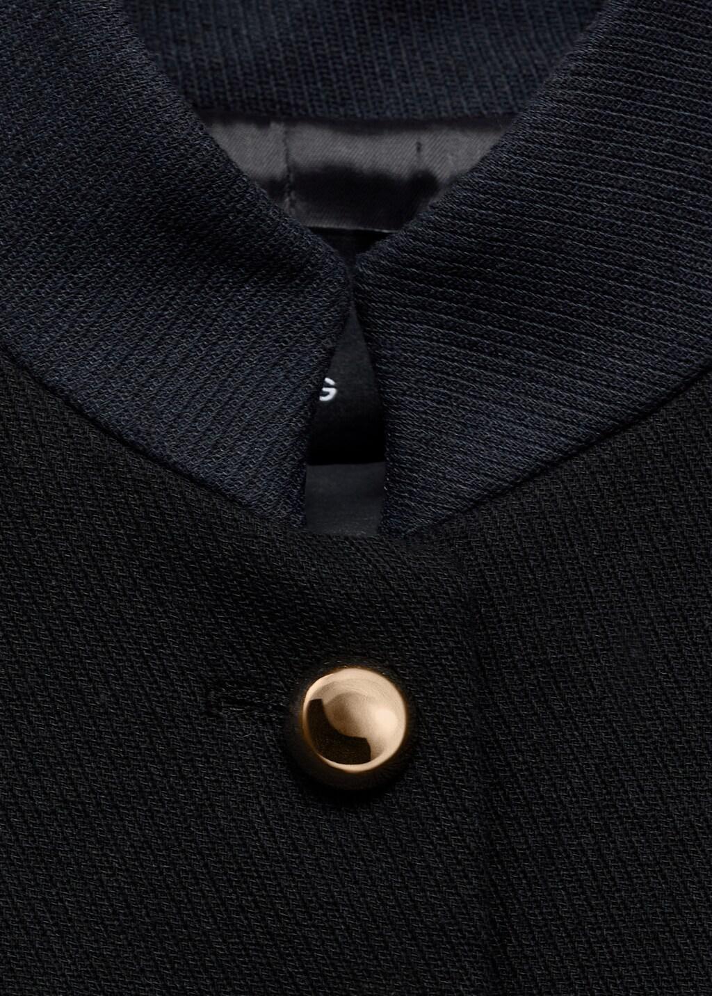 Black Fitted Jacket With Band Collar, Black, large image number 1