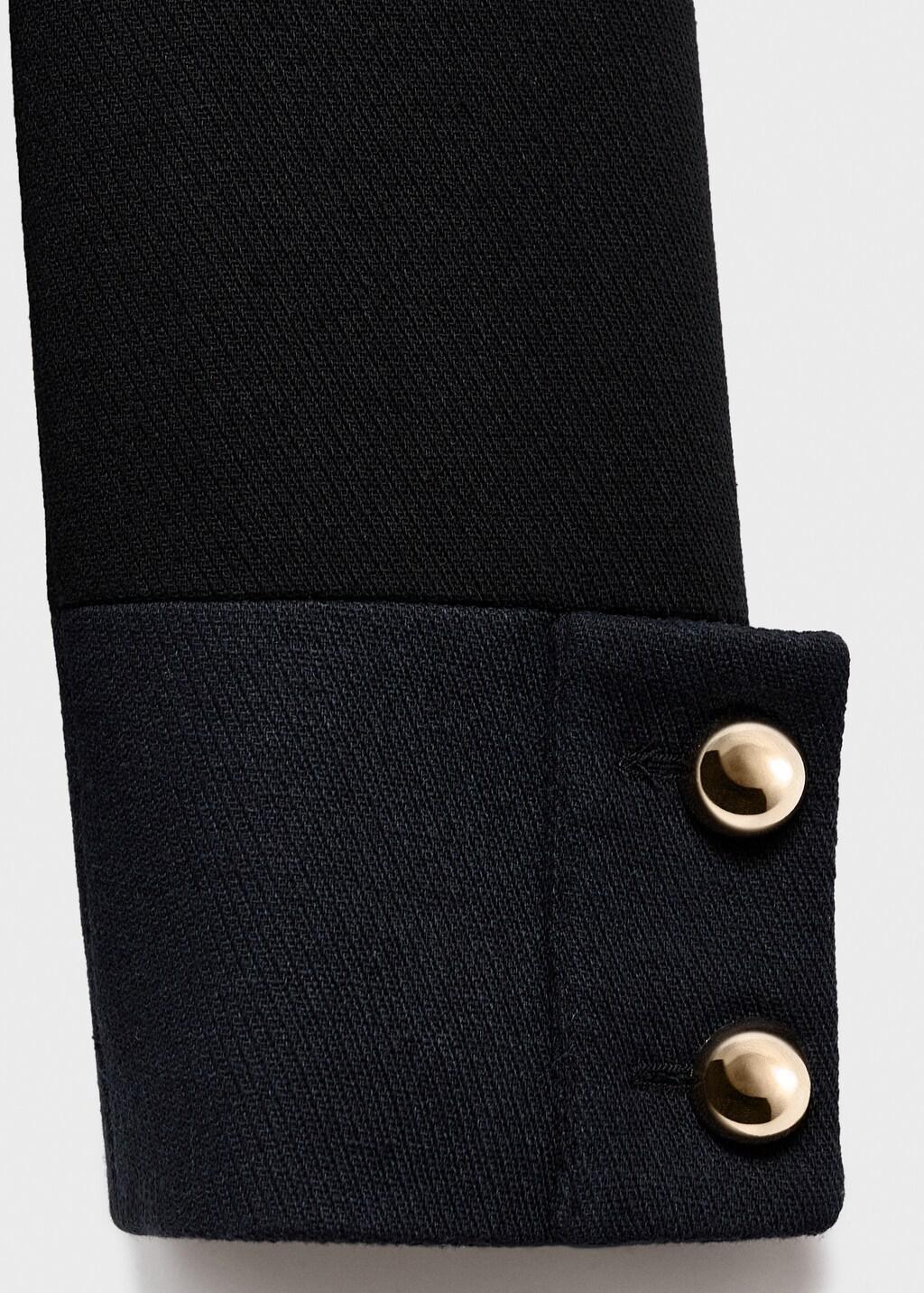 Black Fitted Jacket With Band Collar, Black, large image number 5