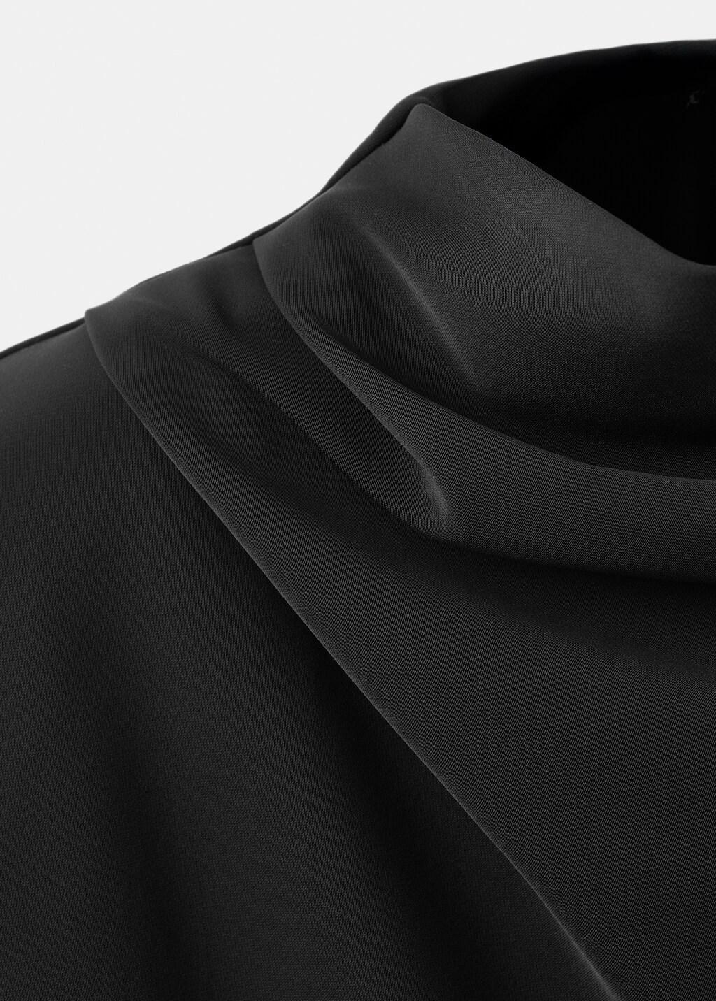 Black Long-Sleeved Dress With Draped Neck, 0201_99, large image number 1