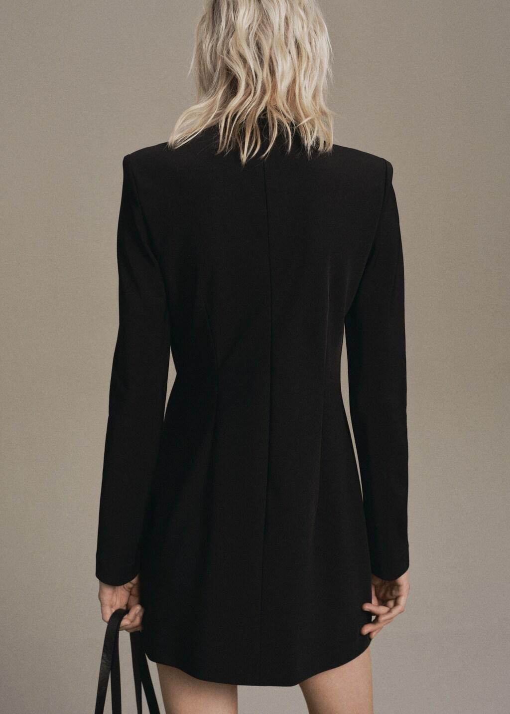 Black Long-Sleeved Dress With Draped Neck, 0201_99, large image number 2