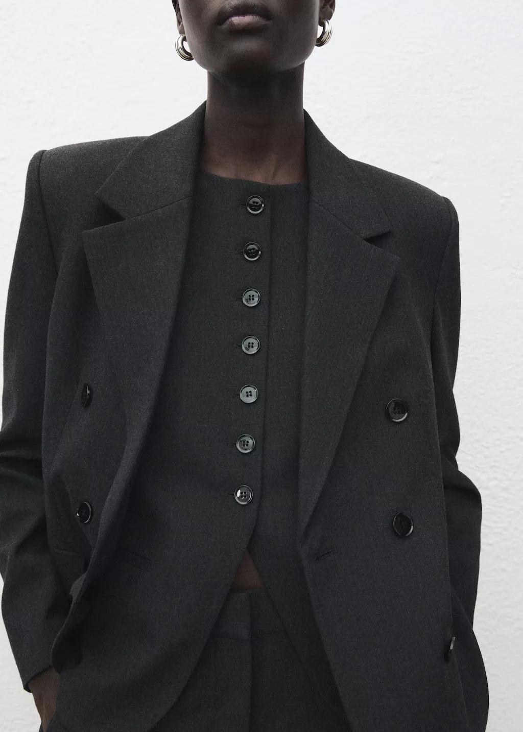 Grey Round-Neck Suit Waistcoat, Grey, large image number 6