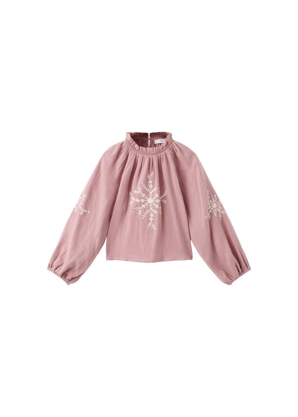 Pink Cotton Blouse With Floral Embroidery, Kids Girl, Pink, large image number 6