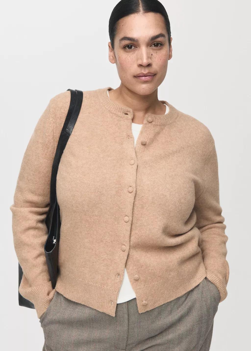 Brown Knitted Button Cardigan, Medium Brown, large image number 6