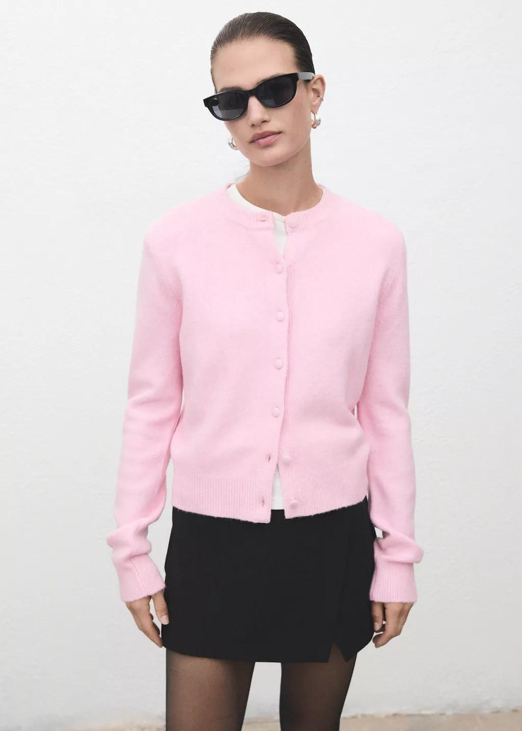 Pink Knitted Button Cardigan, Pink, large image number 3