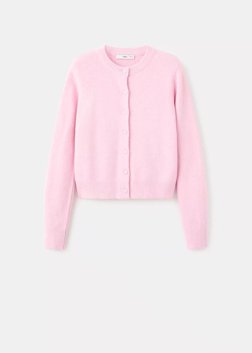 Pink Knitted Button Cardigan, Pink, large image number 6