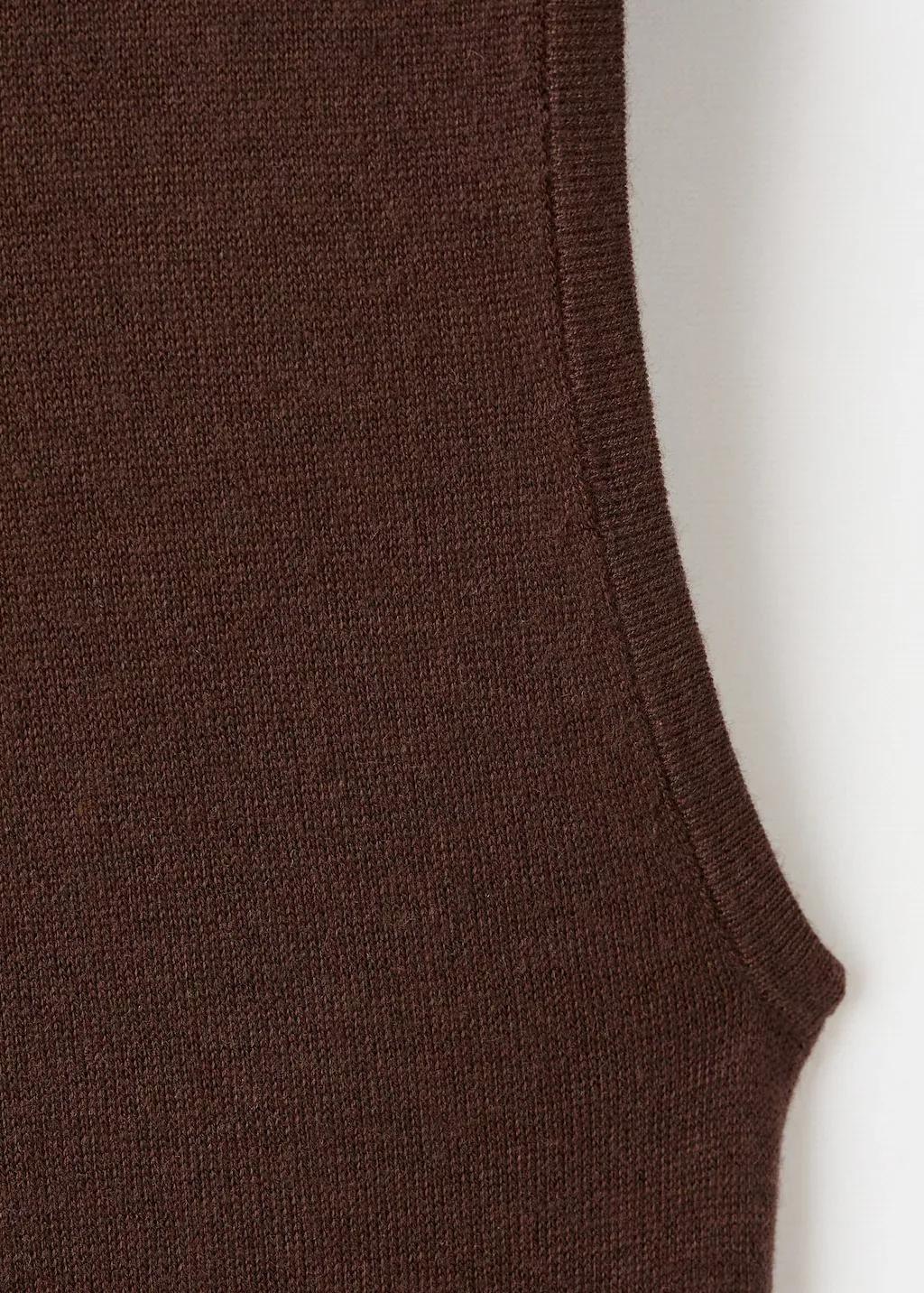 Brown Perkins-Neck Knitted Dress, 0201_32, medium