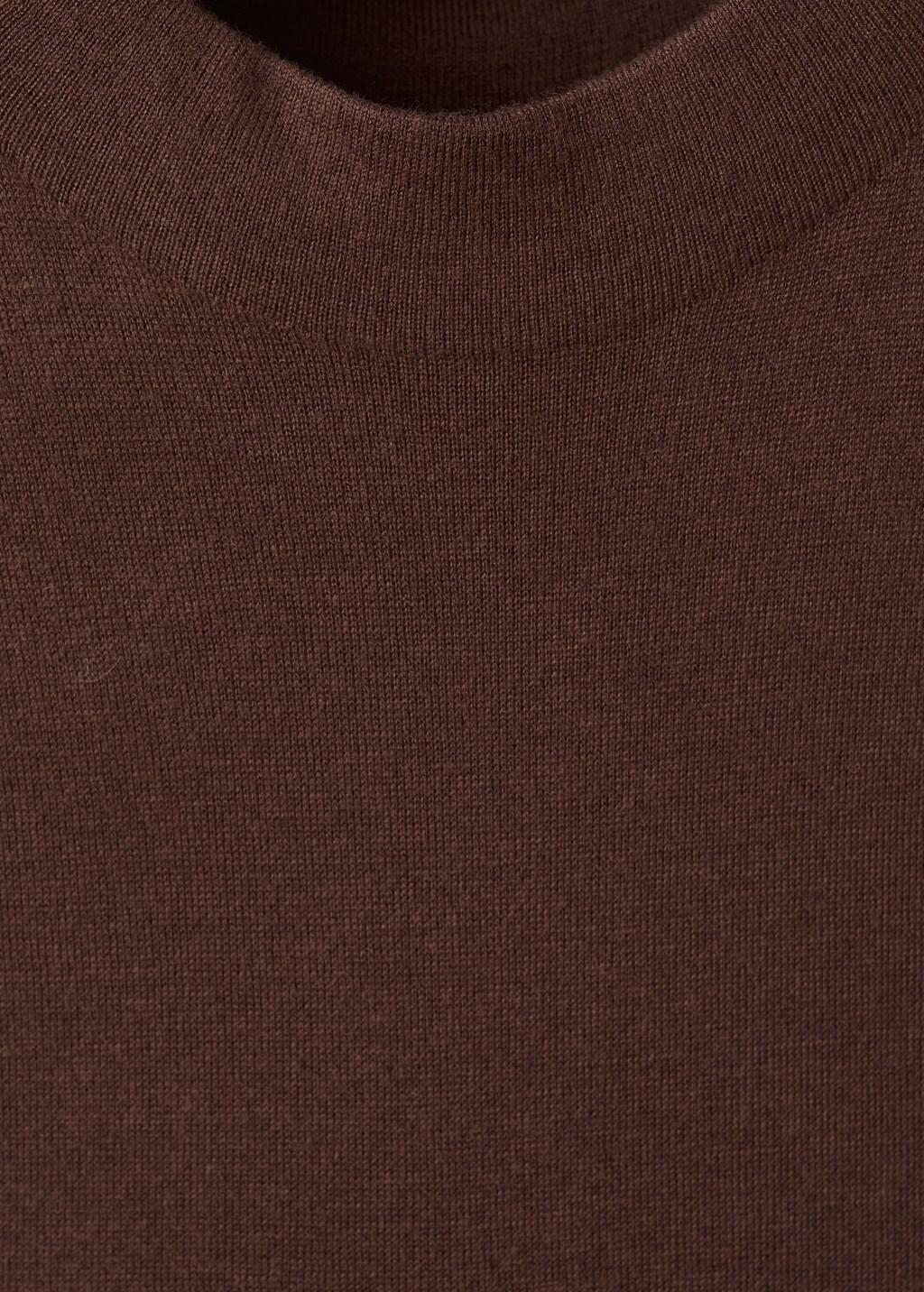 Brown Perkins-Neck Knitted Dress, 0201_32, large image number 5