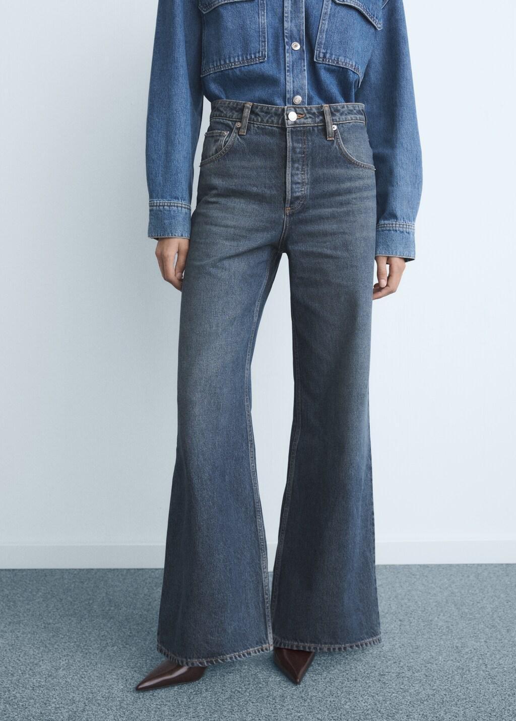 Blue High-Waisted Wide-Leg Jeans, Open Blue, large image number 3