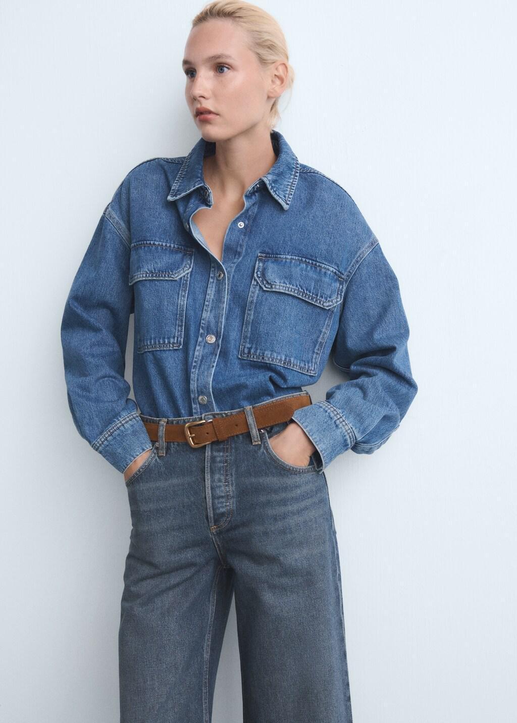 Blue High-Waisted Wide-Leg Jeans, Open Blue, large image number 4