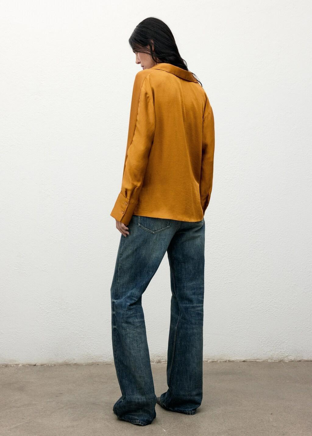 MEDIUM YELLOW Cross-over satin blouse, Medium Yellow, large image number 2