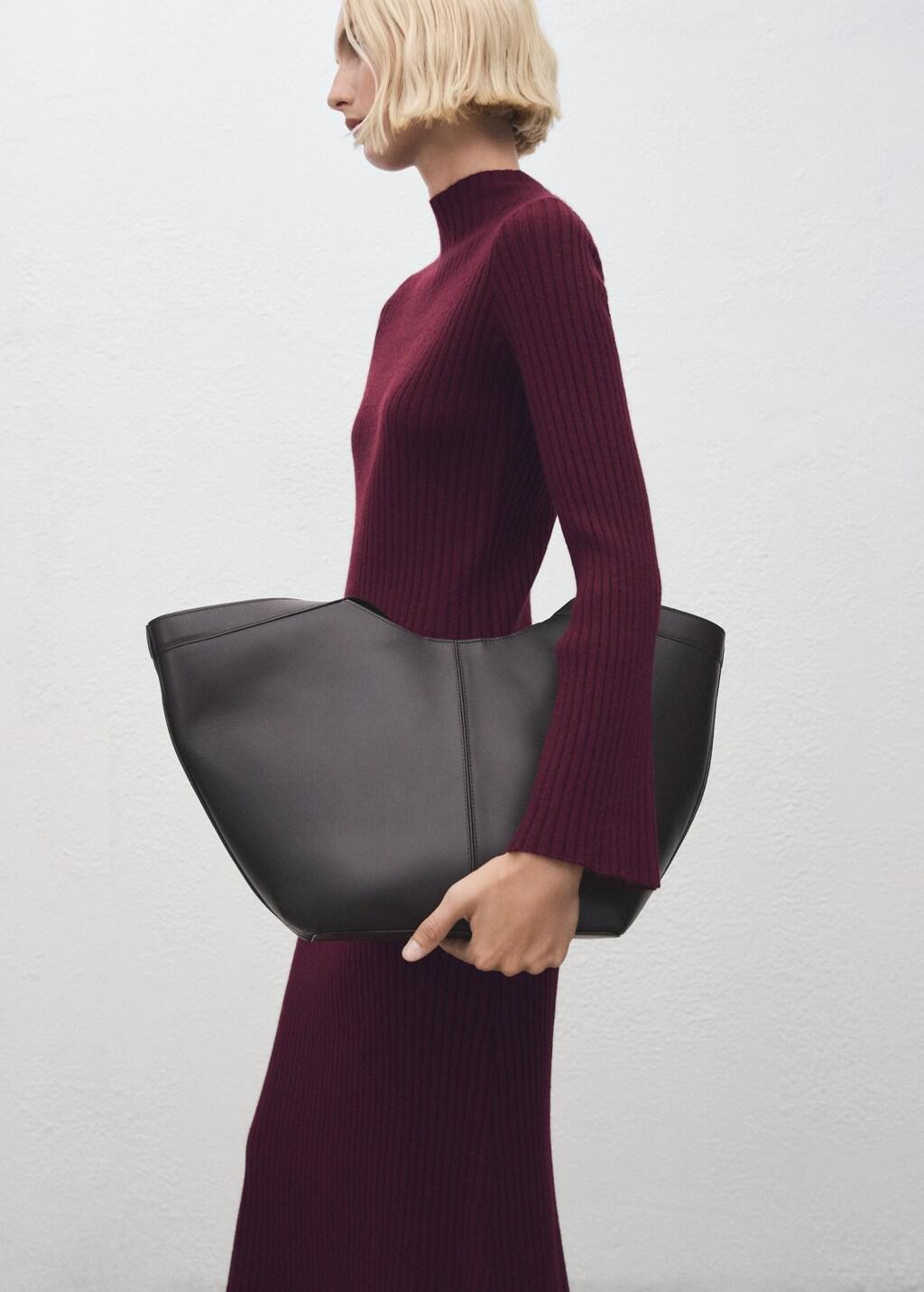 DARK RED Perkins-neck ribbed dress, 0201_77, large image number 3