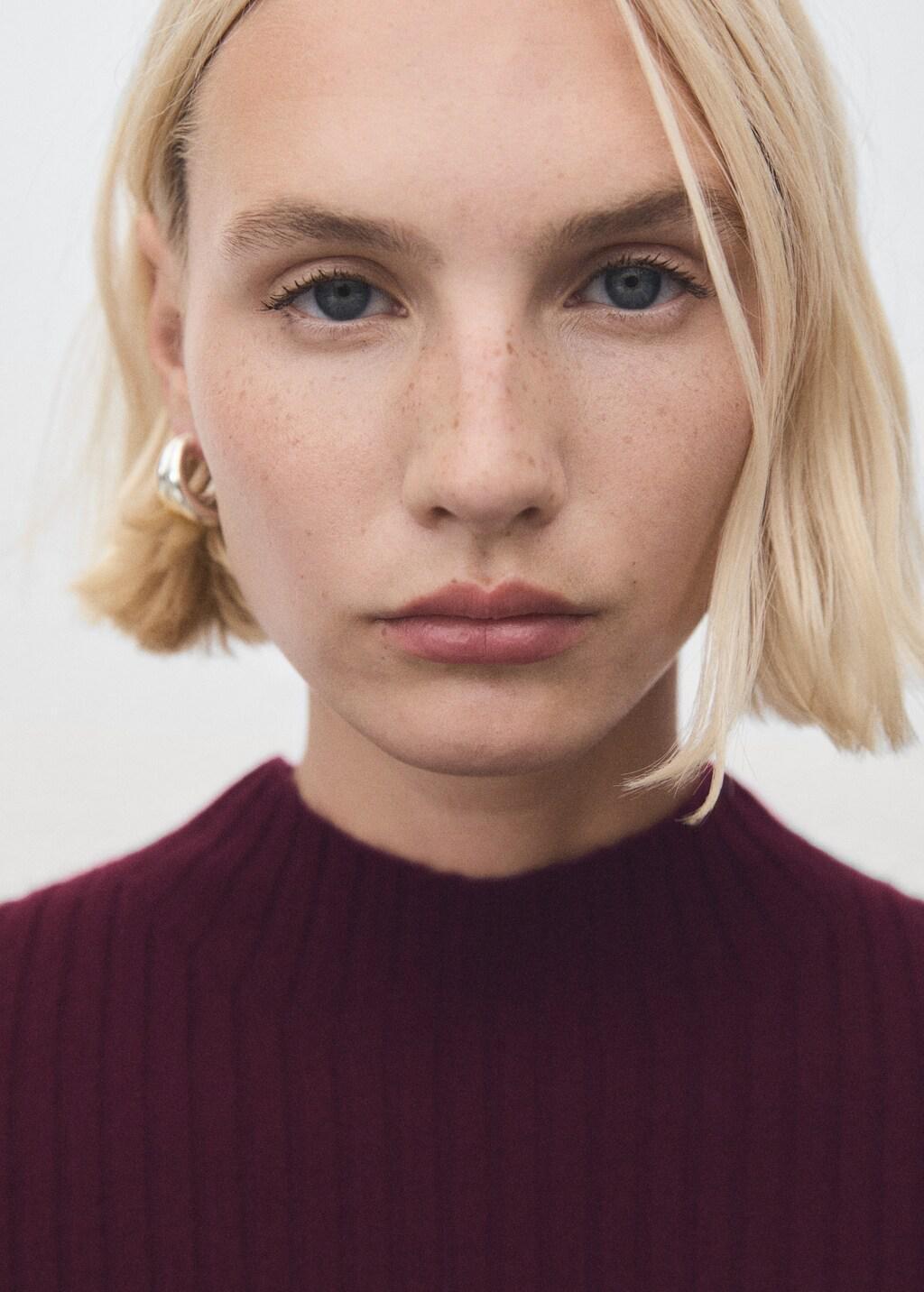 DARK RED Perkins-neck ribbed dress, 0201_77, large image number 4