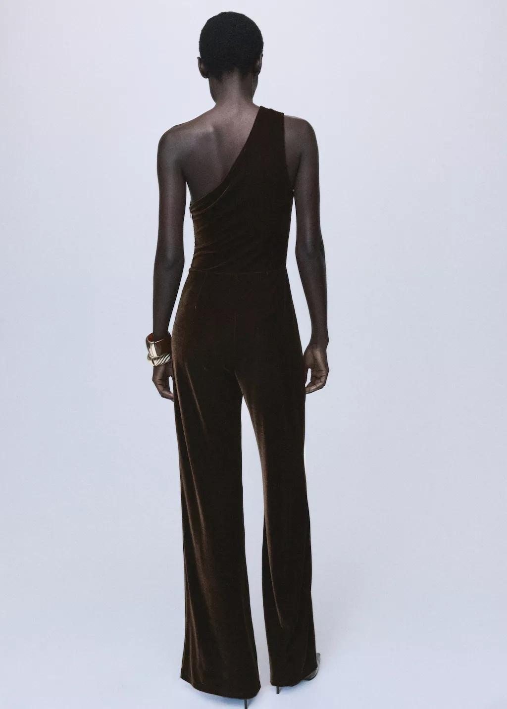 BROWN Velvet jumpsuit with metallic detail, 0201_30, medium