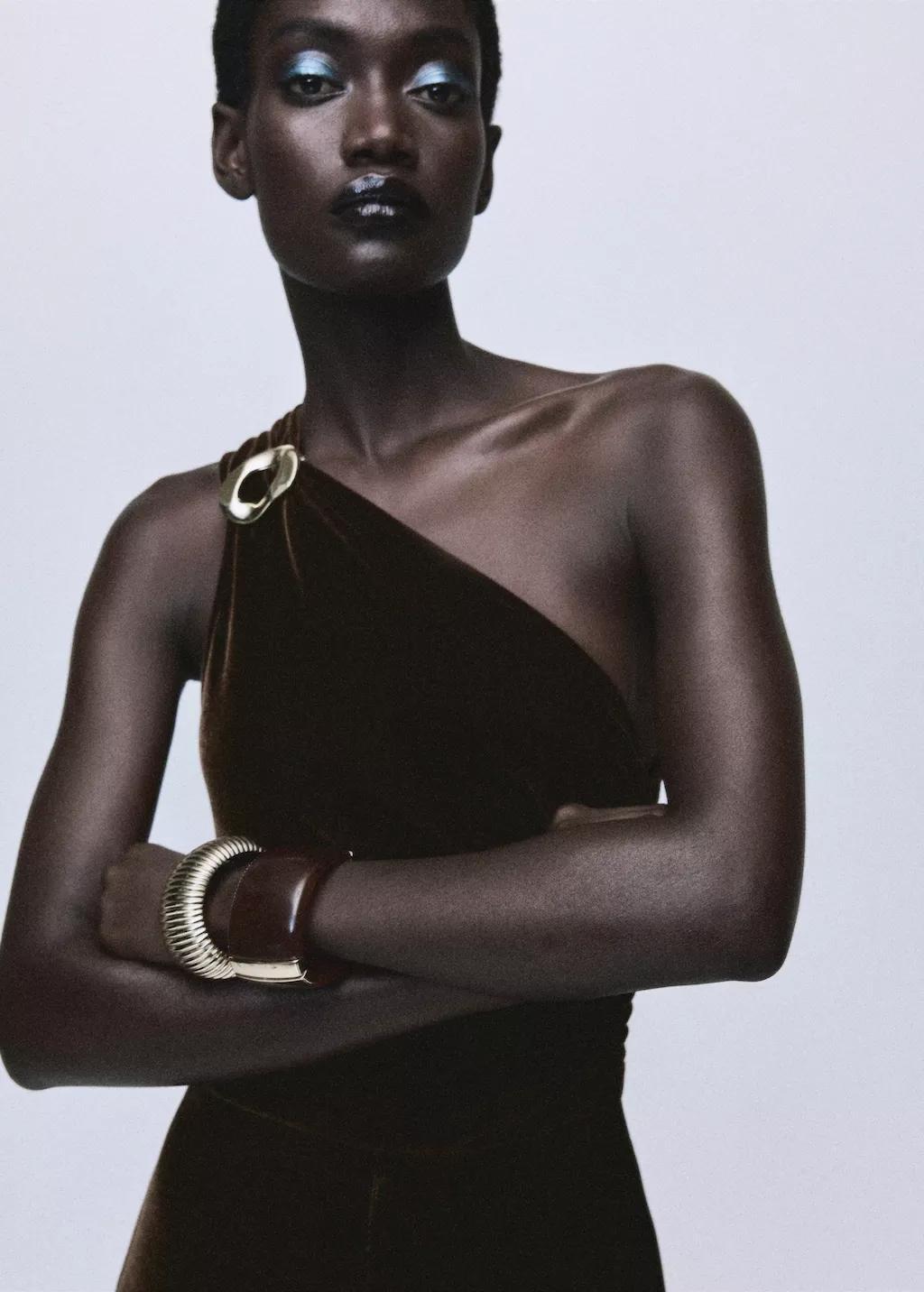 BROWN Velvet jumpsuit with metallic detail, 0201_30, large image number 3