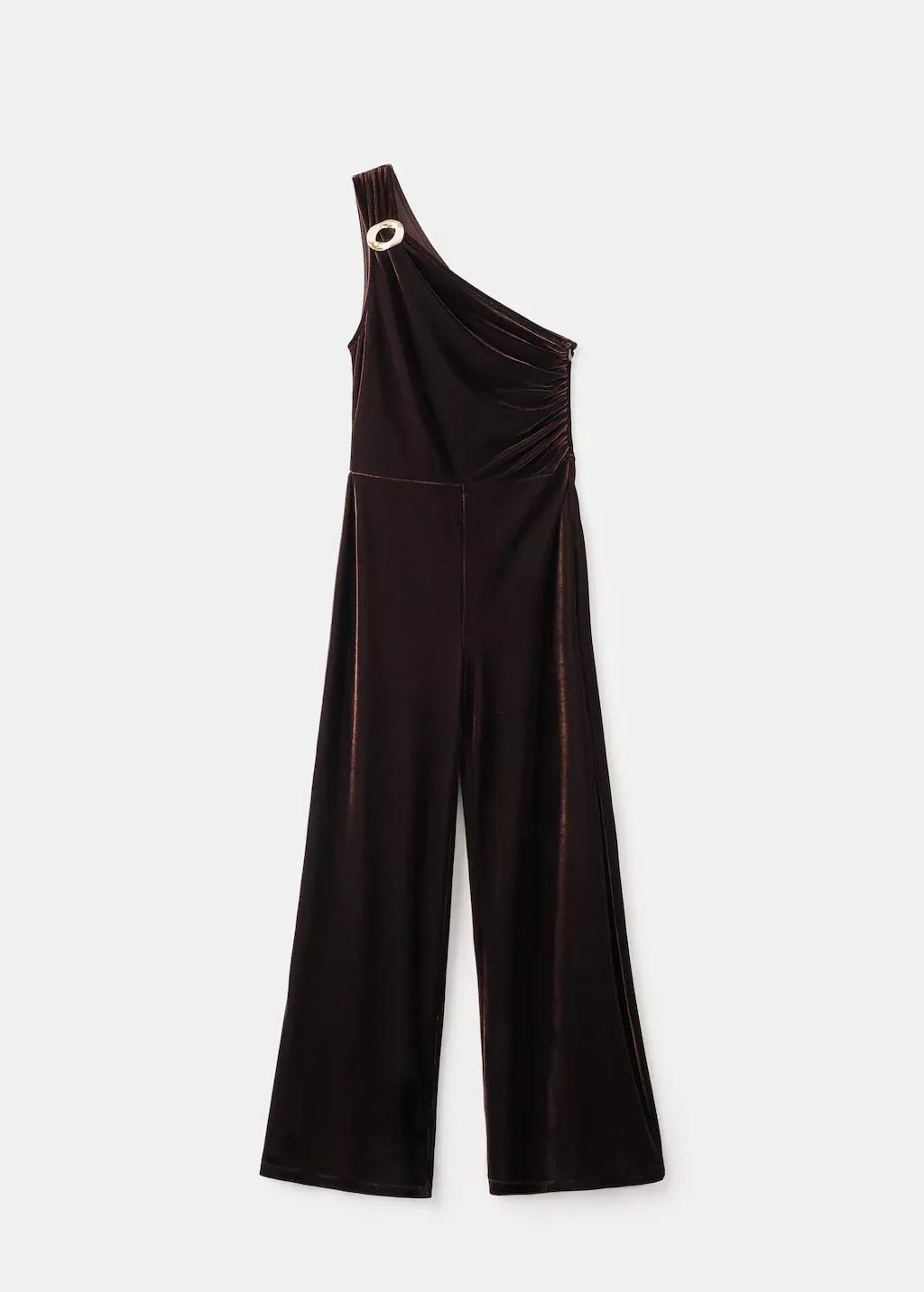BROWN Velvet jumpsuit with metallic detail, 0201_30, large image number 6