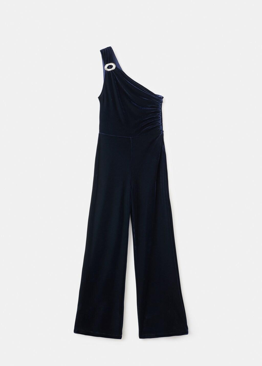 Navy Velvet Jumpsuit With Metallic Detail, 0201_56, large image number 6