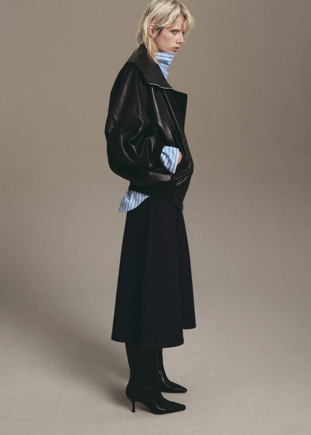 GREY A-line wool skirt, Grey, large image number 0