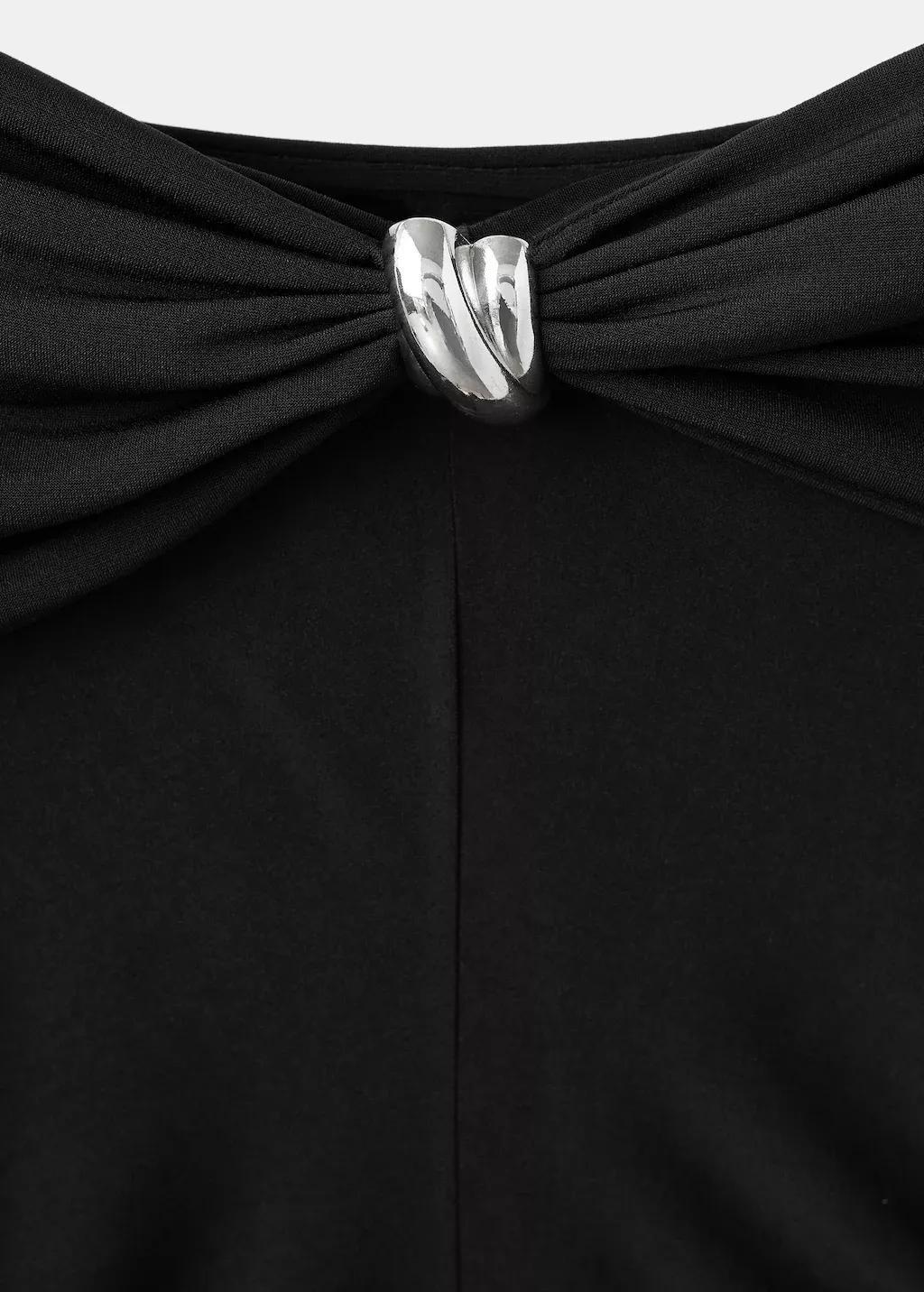 BLACK Strapless t-shirt with metallic detail, Black, medium