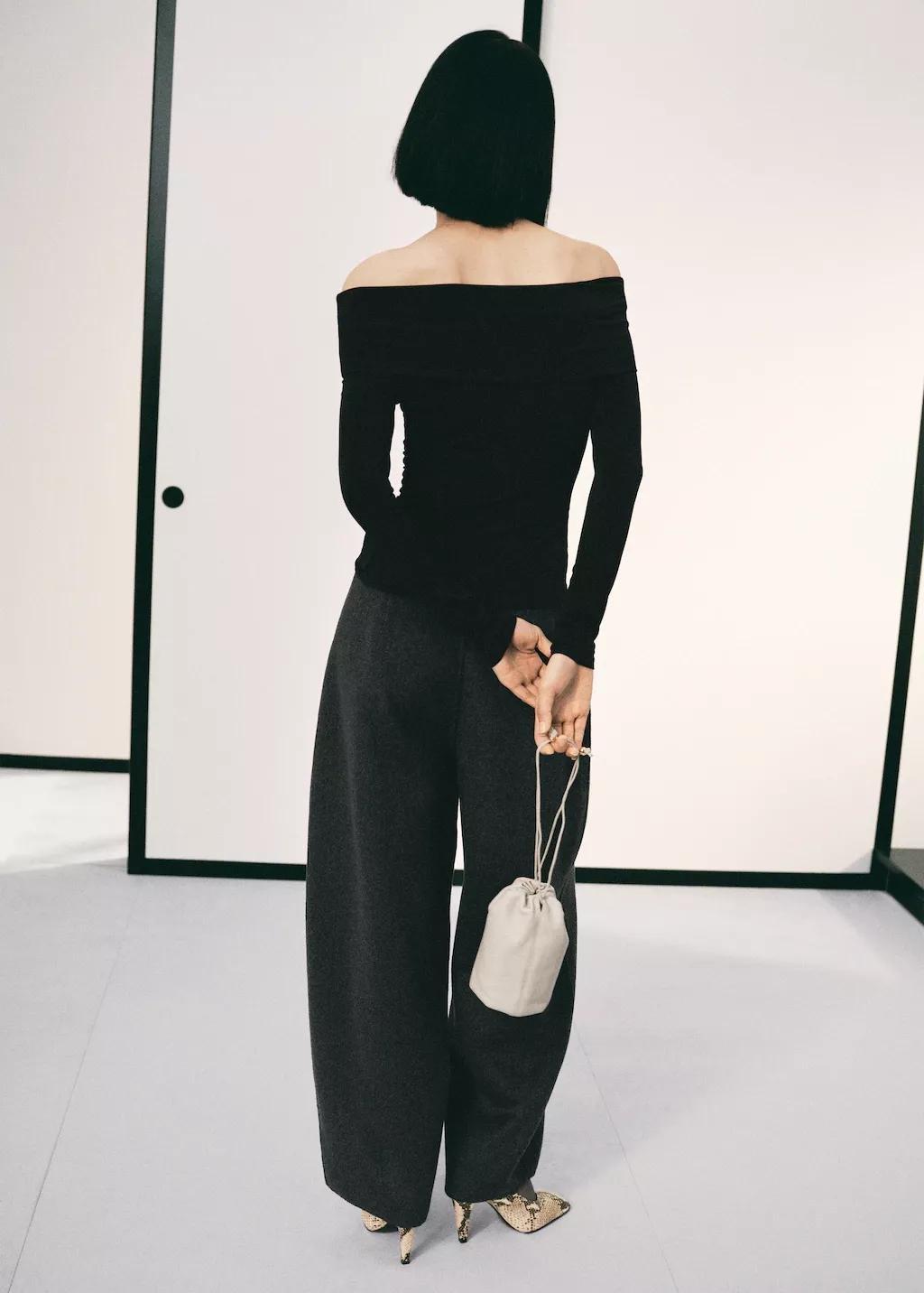 BLACK Strapless t-shirt with metallic detail, Black, large image number 2