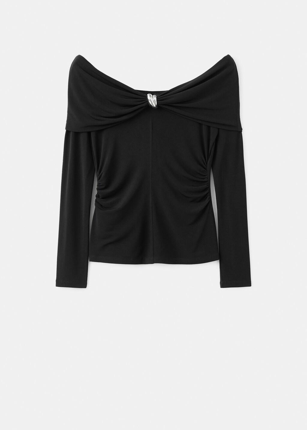 BLACK Strapless t-shirt with metallic detail, Black, large image number 6