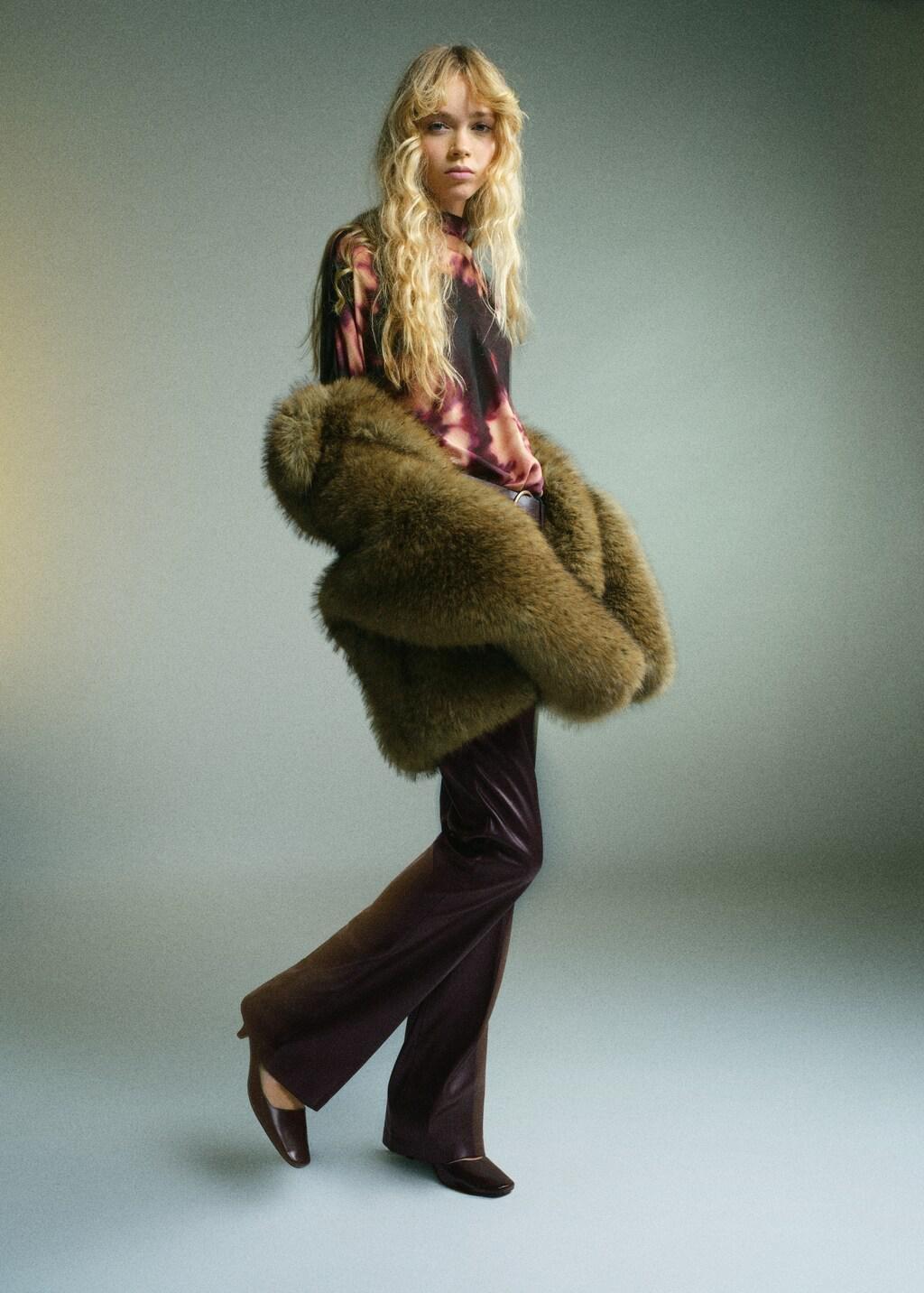 Red Tie-Dye Turtleneck Blouse, Dark Red, large image number 0