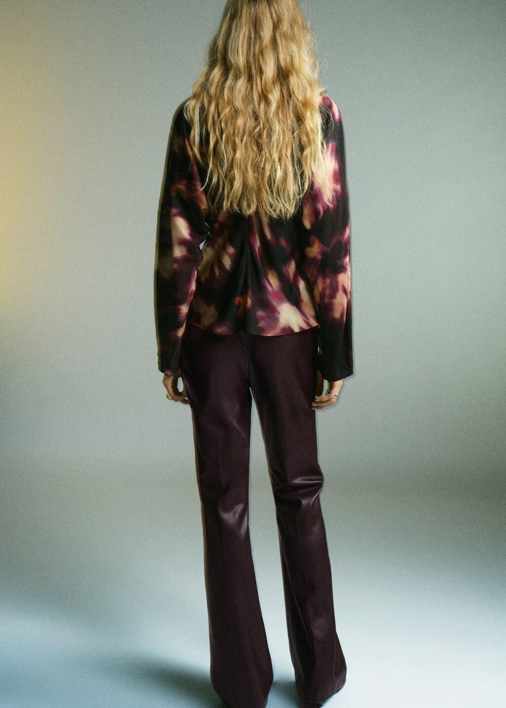 Red Tie-Dye Turtleneck Blouse, Dark Red, large image number 2