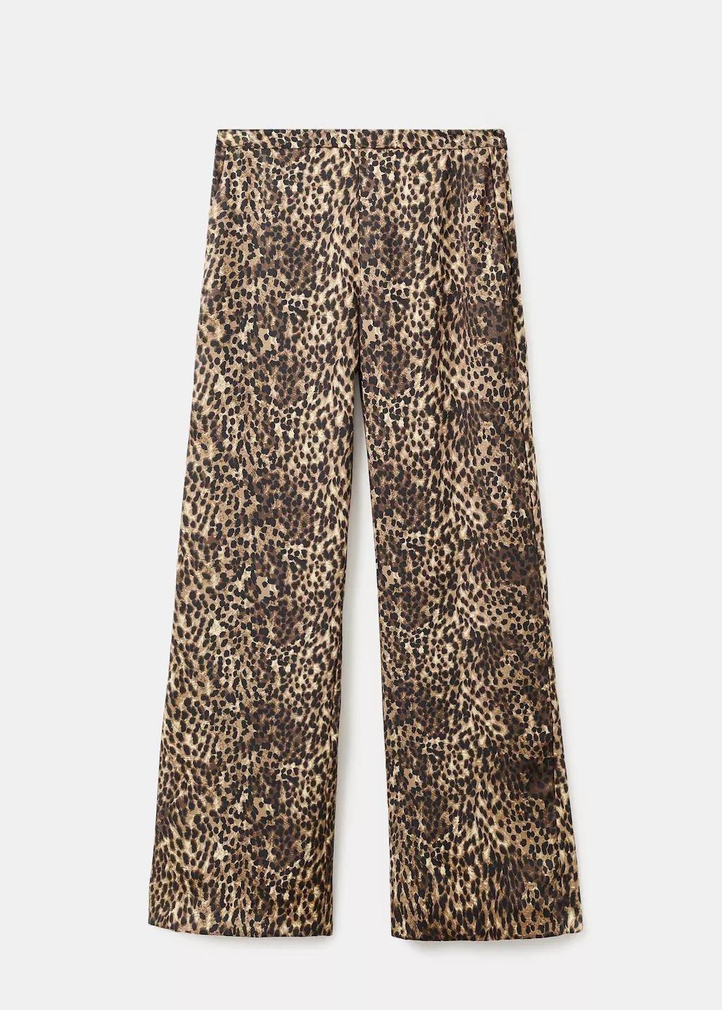 Brown Leopard-print satin trousers, Brown, large image number 6
