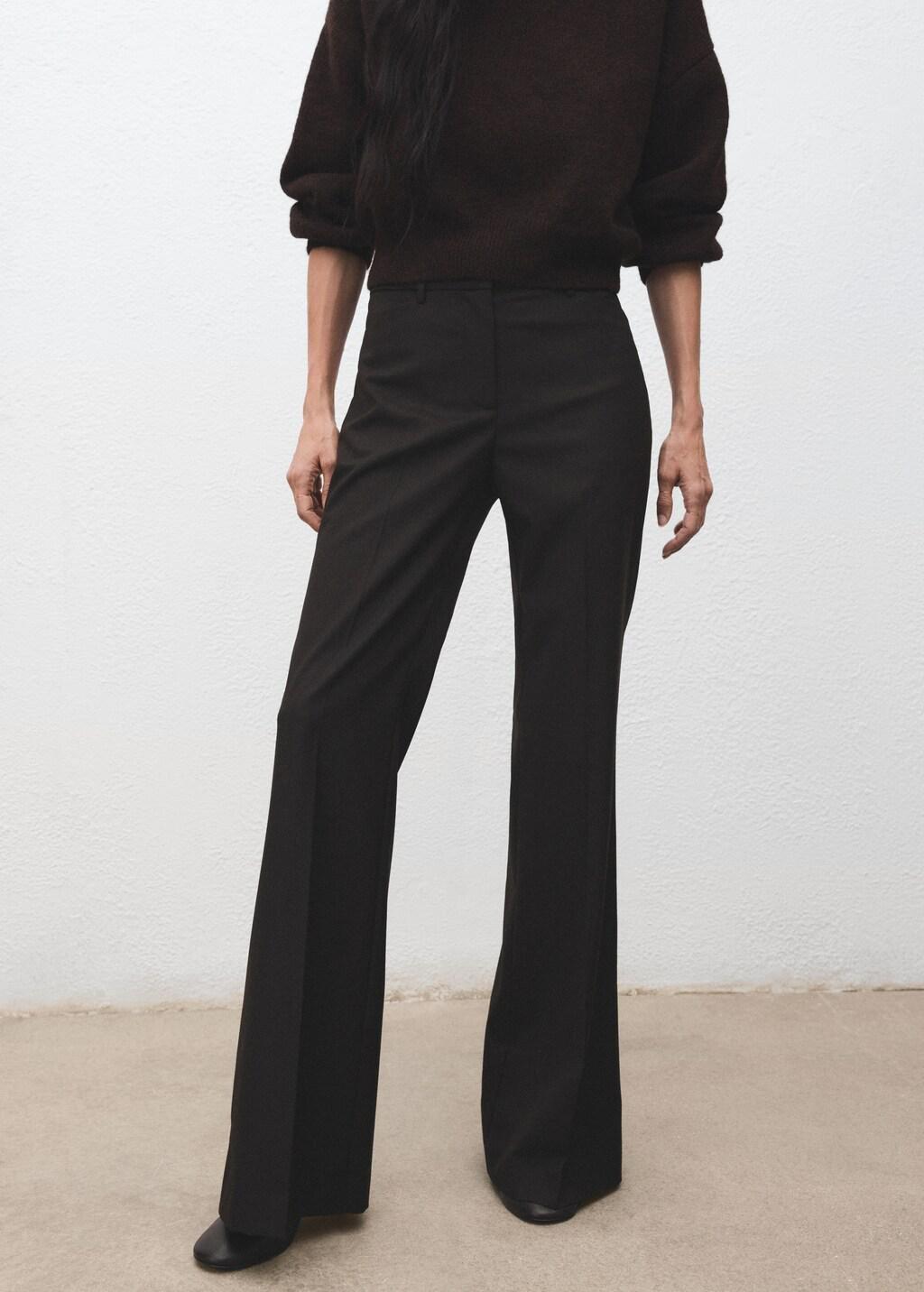 BROWN Mid-rise flare trousers, Brown, large image number 3