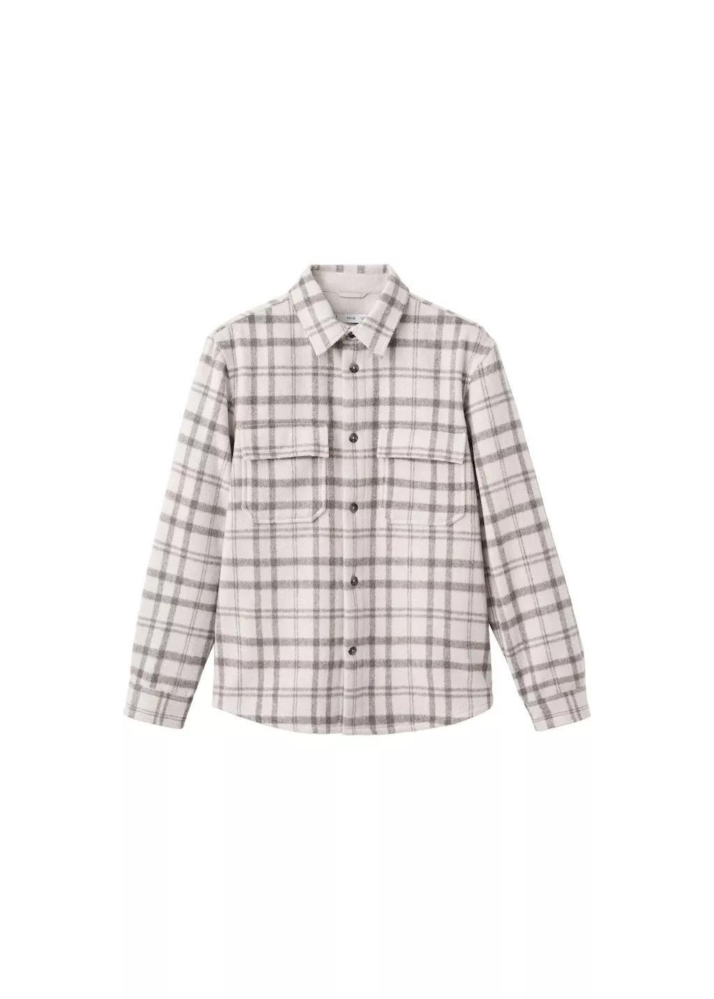 Beige Check Flannel Overshirt, Light Beige, large image number 6